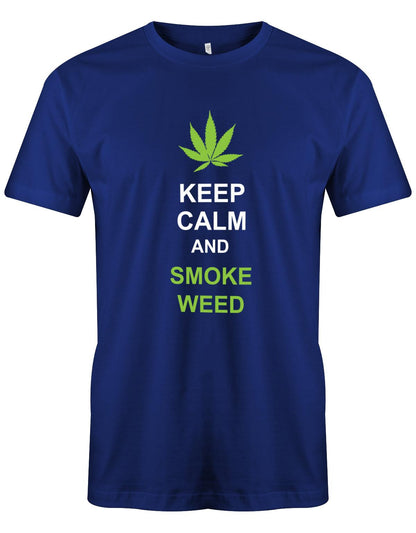 Keep-Calm-and-Smoke-Weed-Herren-Shirt-Royalblau