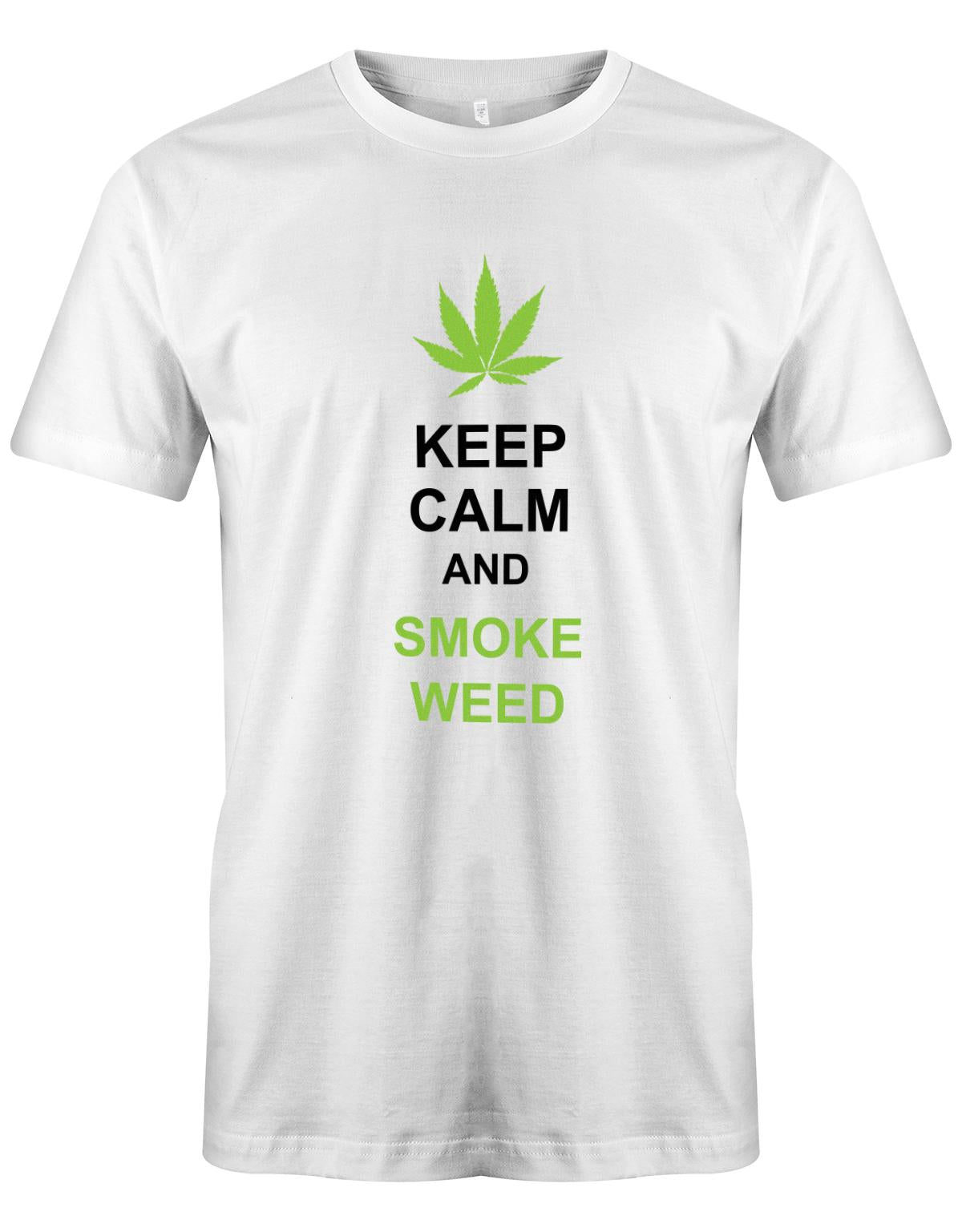 Keep-Calm-and-Smoke-Weed-Herren-Shirt-Weiss