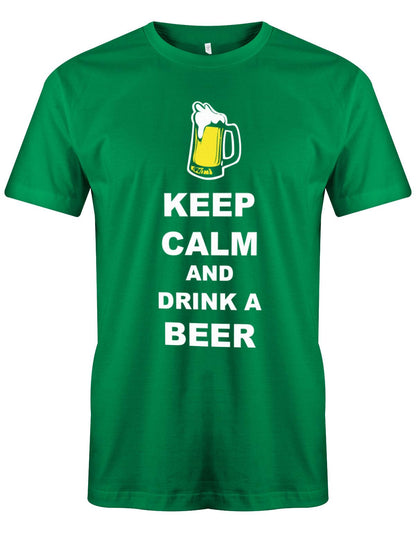 Keep-Calm-and-drink-a-beer-Herren-Shirt-Gr-n