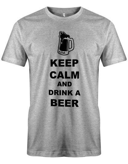 Keep-Calm-and-drink-a-beer-Herren-Shirt-Grau