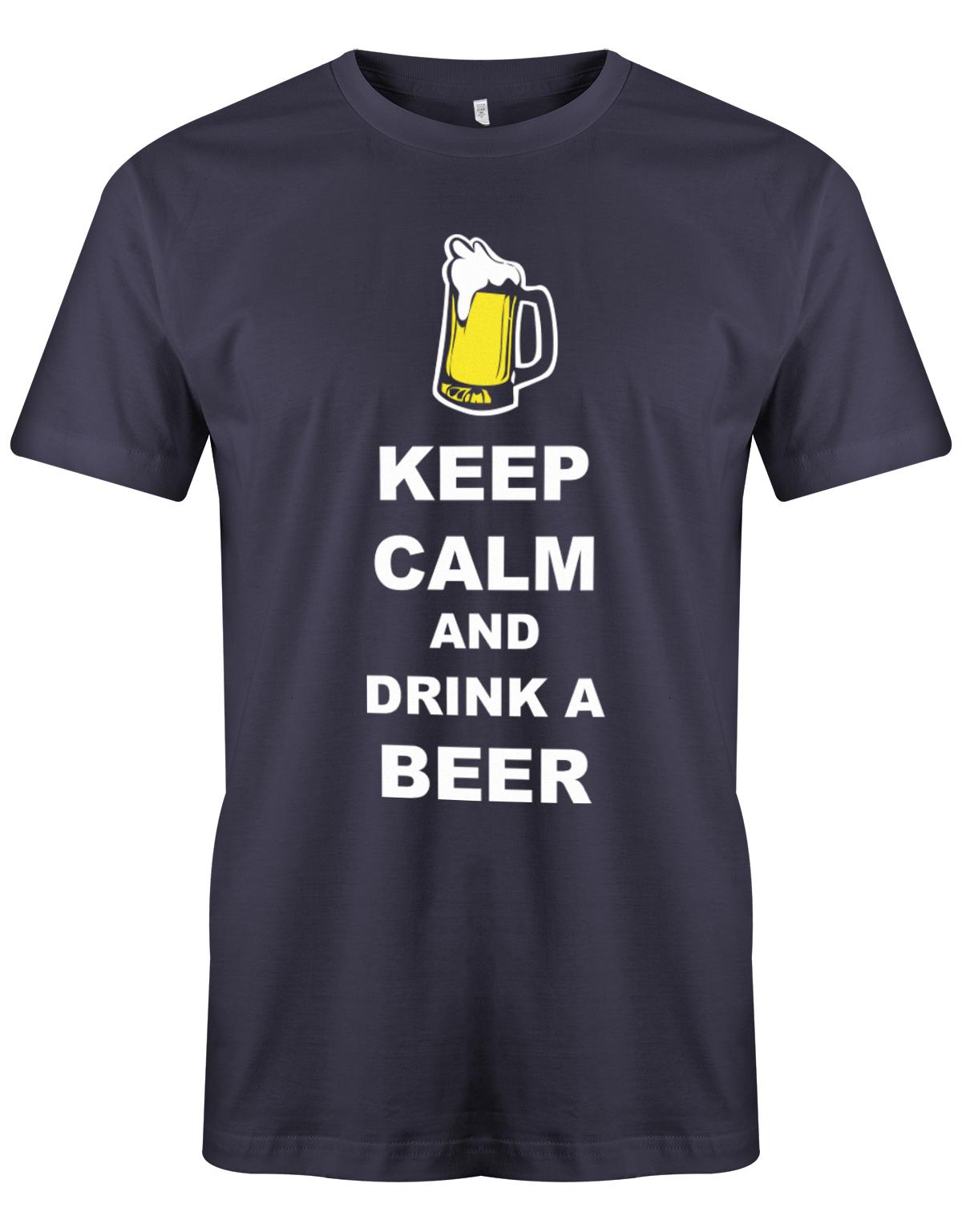 Keep-Calm-and-drink-a-beer-Herren-Shirt-Navy