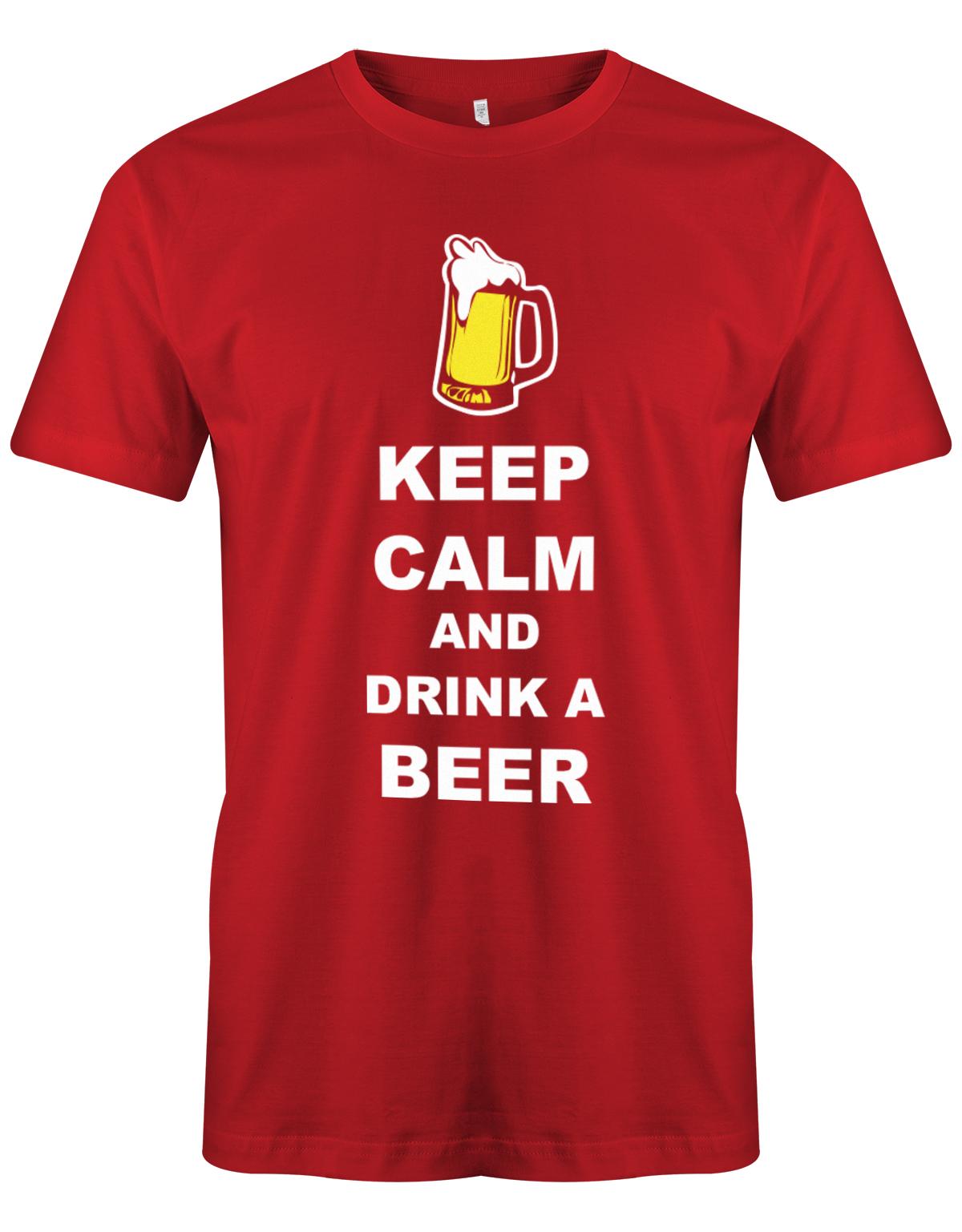 Keep-Calm-and-drink-a-beer-Herren-Shirt-Rot