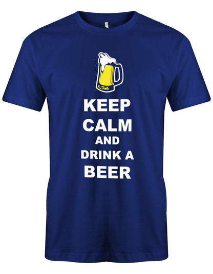 Keep-Calm-and-drink-a-beer-Herren-Shirt-Royalblau