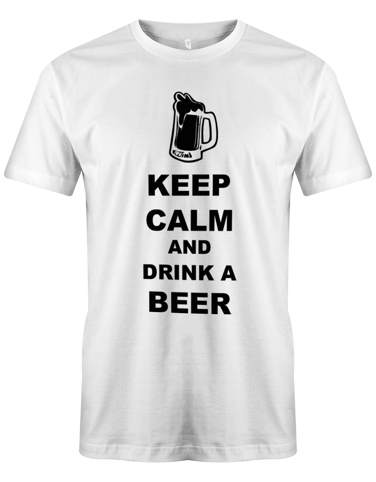 Keep-Calm-and-drink-a-beer-Herren-Shirt-Weiss
