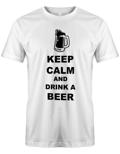 Keep-Calm-and-drink-a-beer-Herren-Shirt-Weiss