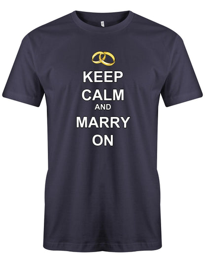 Keep-Calm-and-marry-on-Herren-JGA-Shirt-Navy