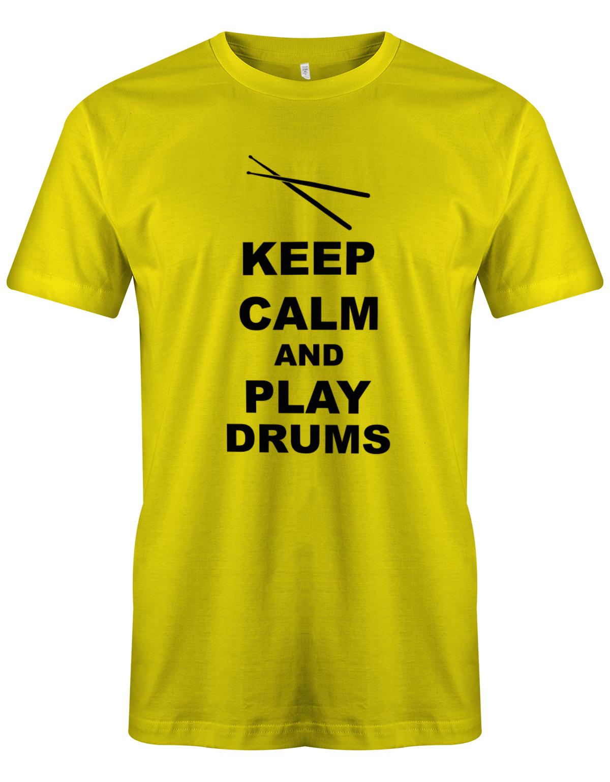 Keep-Calm-and-play-Drums-Herren-Shirt-Gelb