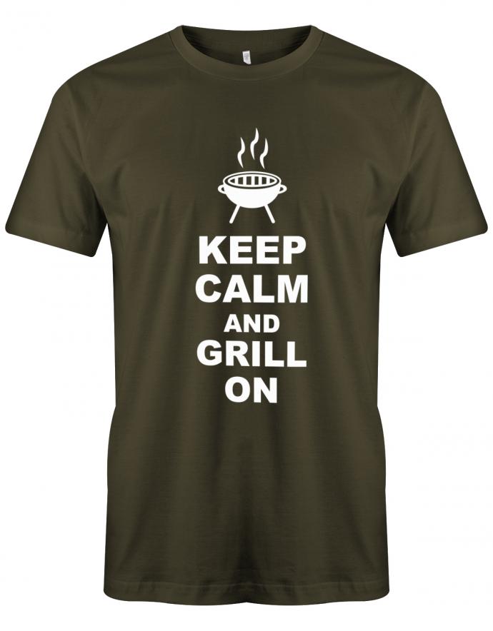 Keep-calm-and-grill-on-Herren-Griller-Shirt-Army
