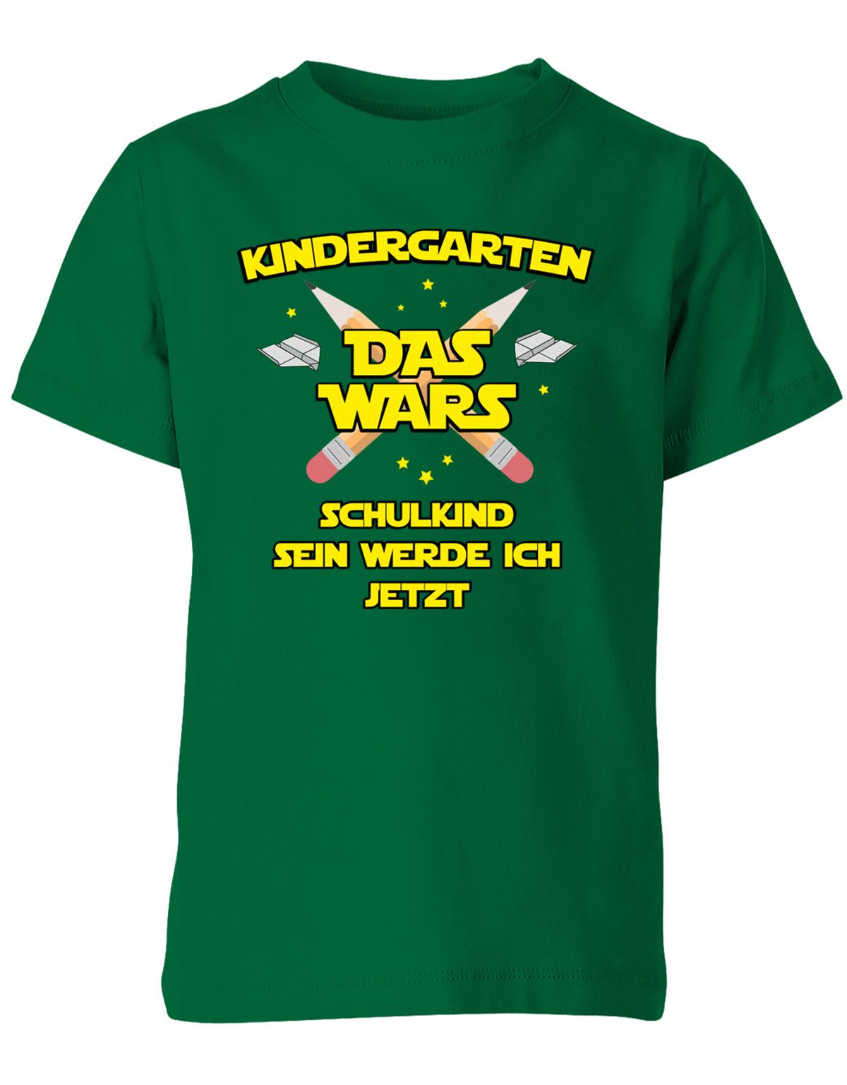 Kindergarten Das Wars Schulkind sein werde ich jetzt - Kita Abgänger Shirt Grün