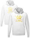 Couple Hoodie King Queen King mit Krone in Gold Weiss