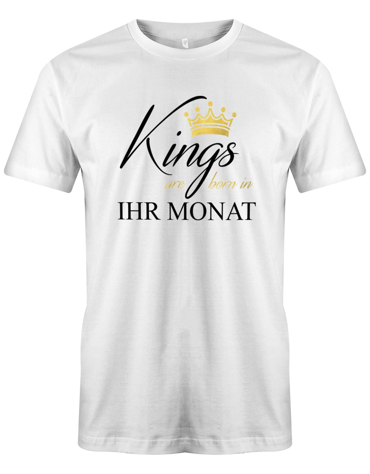 Kings-are-bor-in-ihr-Monat-Geburtstag-herren-Shirt-Weiss