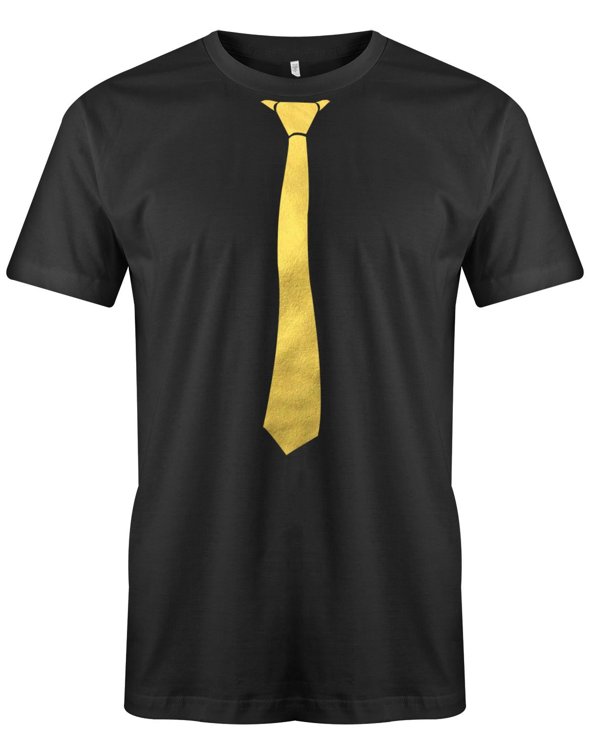 Krawatte-Sportlich-Herren-Shirt-JGA-SChwarz-Gold