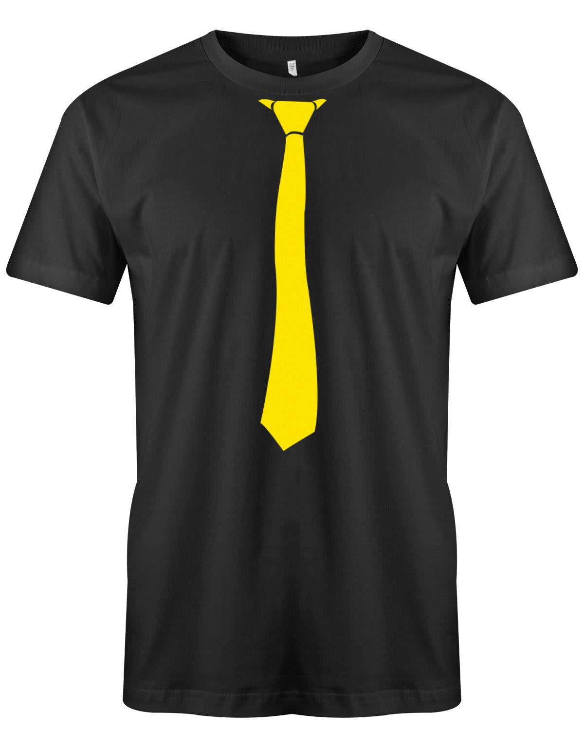 Krawatte-Sportlich-Herren-Shirt-JGA-Schwarz-Gelb