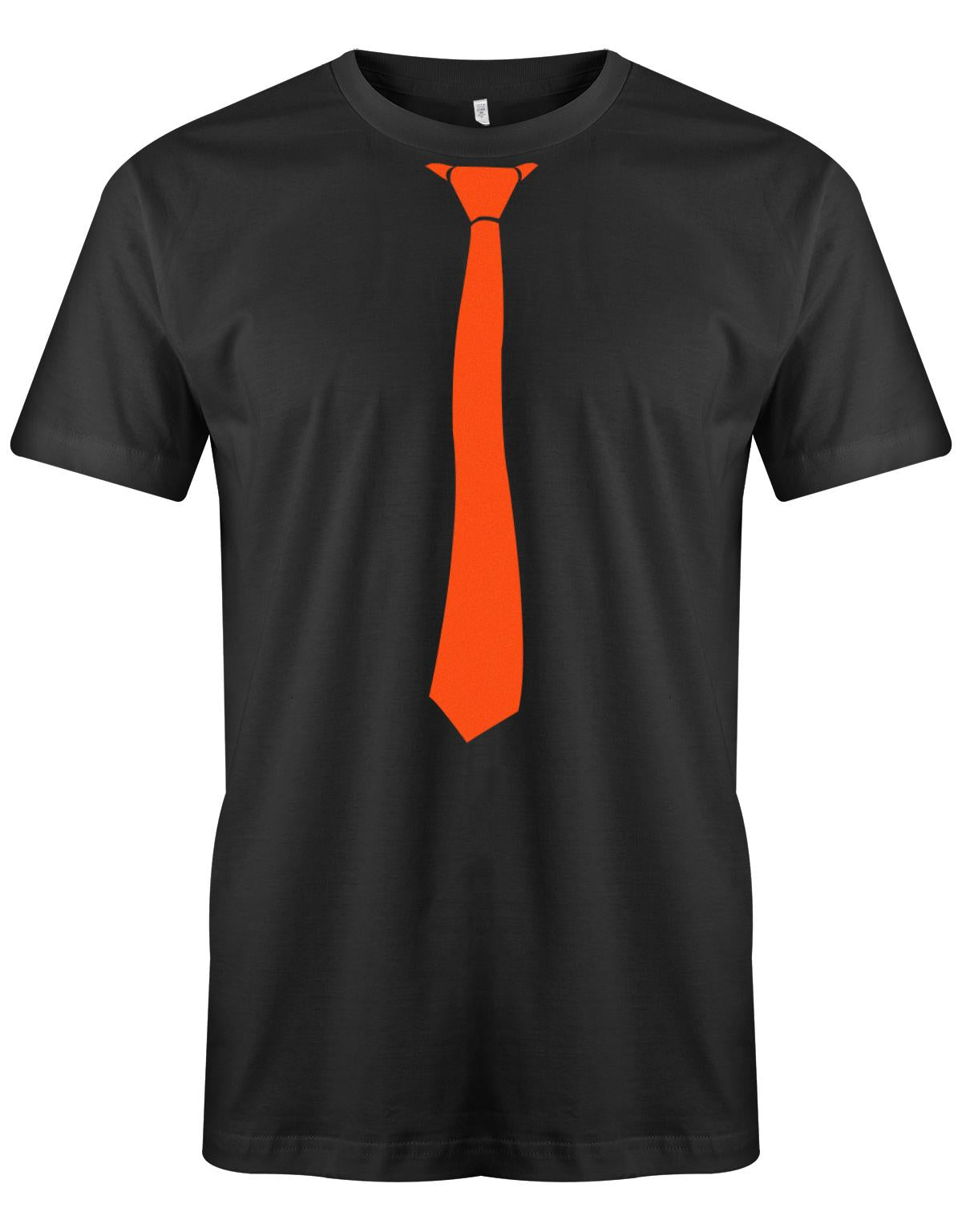 Krawatte-Sportlich-Herren-Shirt-JGA-Schwarz-Orange