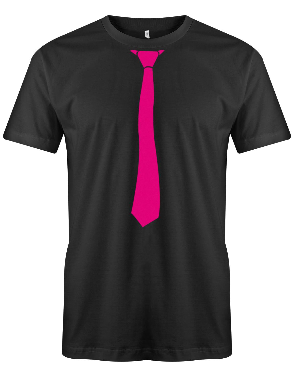 Krawatte-Sportlich-Herren-Shirt-JGA-Schwarz-Pink