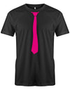Krawatte-Sportlich-Herren-Shirt-JGA-Schwarz-Pink