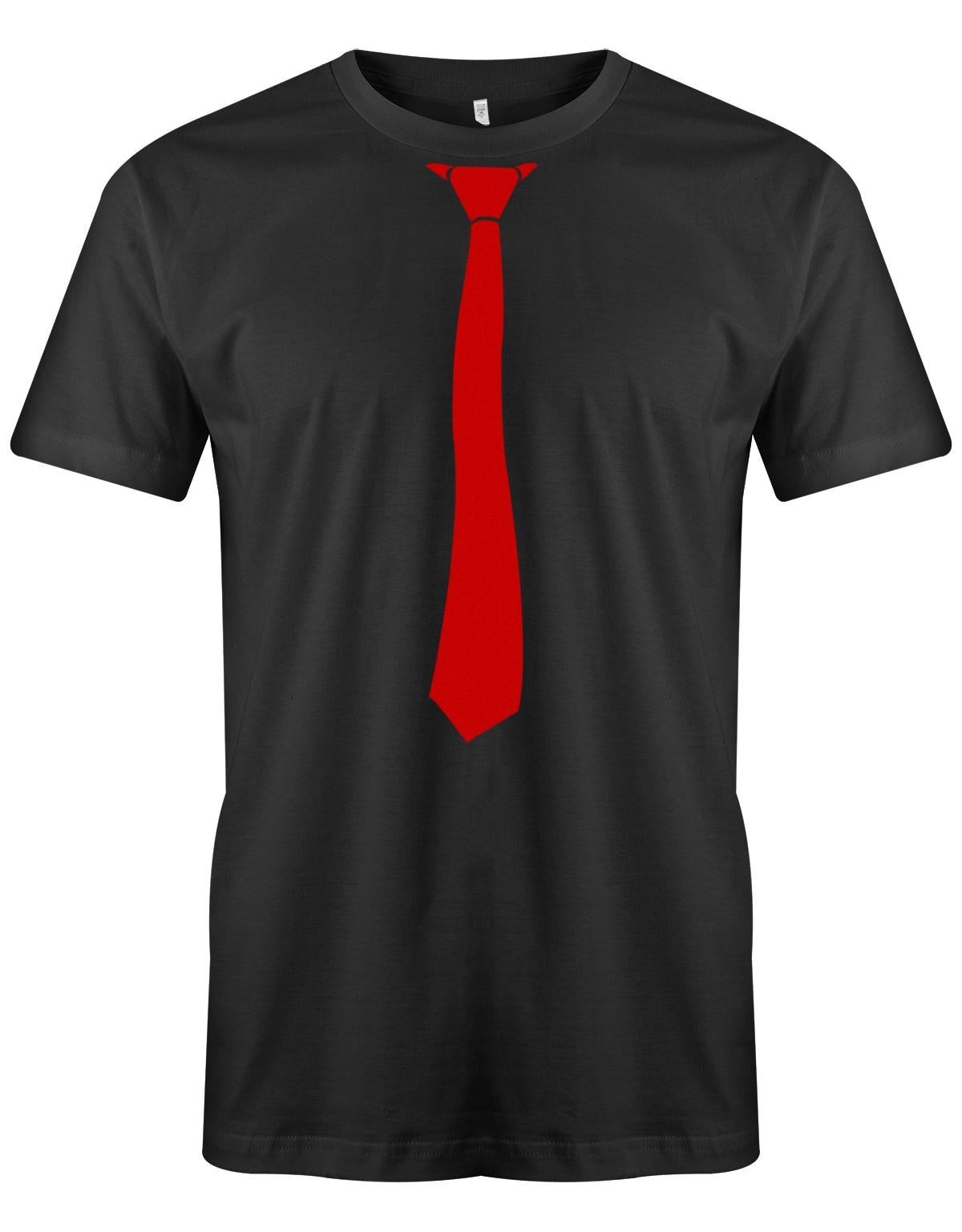 Krawatte-Sportlich-Herren-Shirt-JGA-Schwarz-Rot