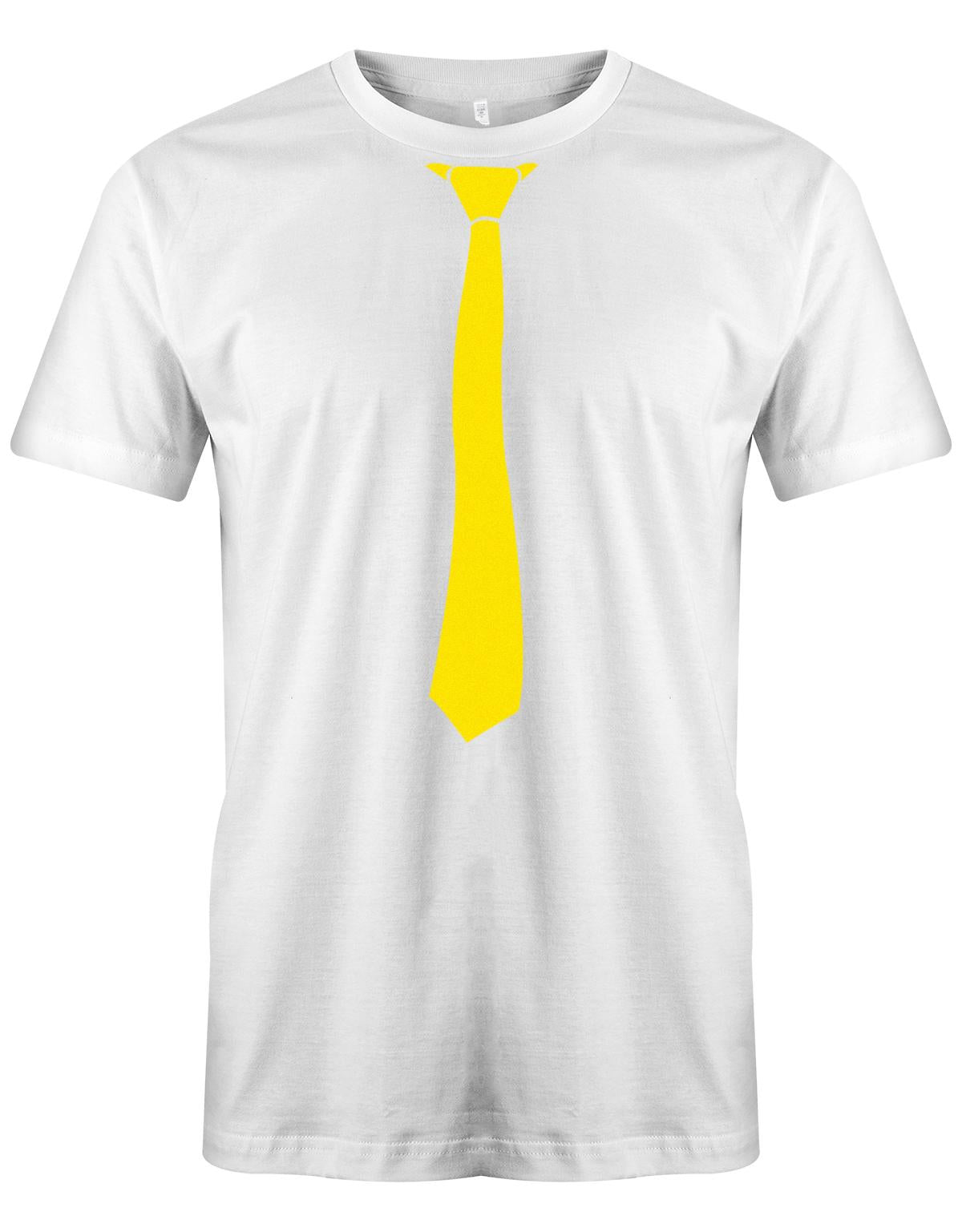 Krawatte-Sportlich-Herren-Shirt-JGA-Weiss-Gelb