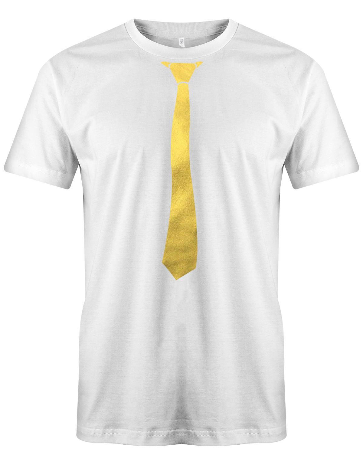 Krawatte-Sportlich-Herren-Shirt-JGA-Weiss-Gold