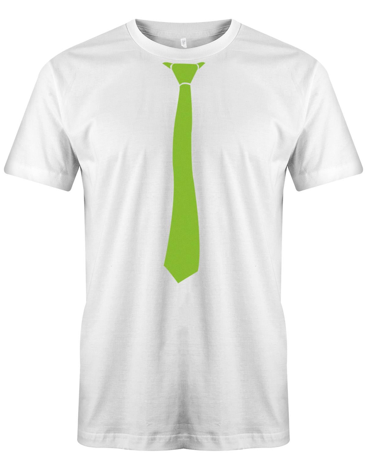 Krawatte-Sportlich-Herren-Shirt-JGA-Weiss-Gr-n