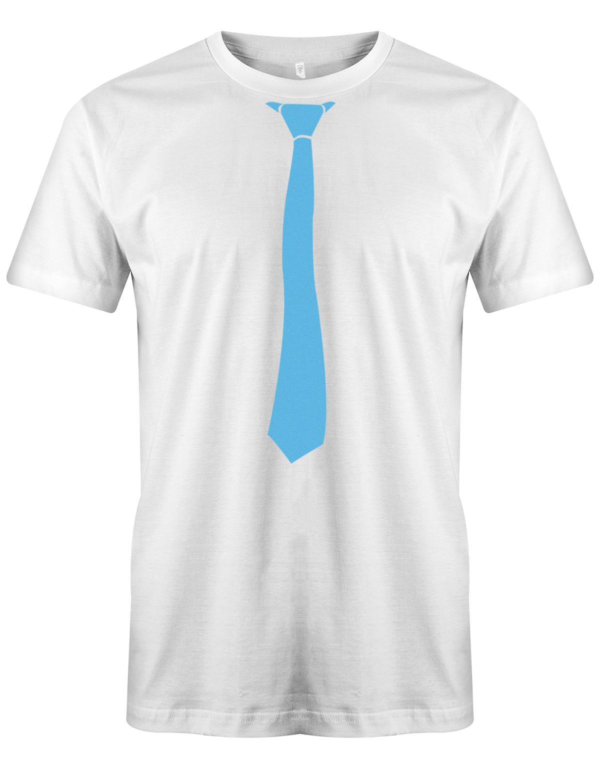 Krawatte-Sportlich-Herren-Shirt-JGA-Weiss-Hellblau