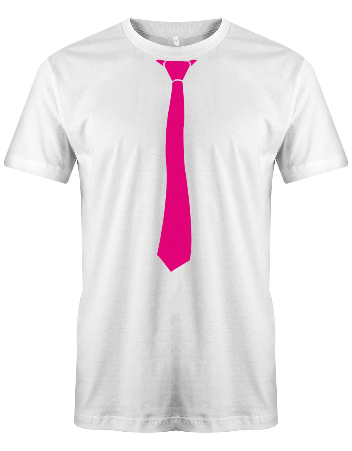 Krawatte-Sportlich-Herren-Shirt-JGA-Weiss-Pink