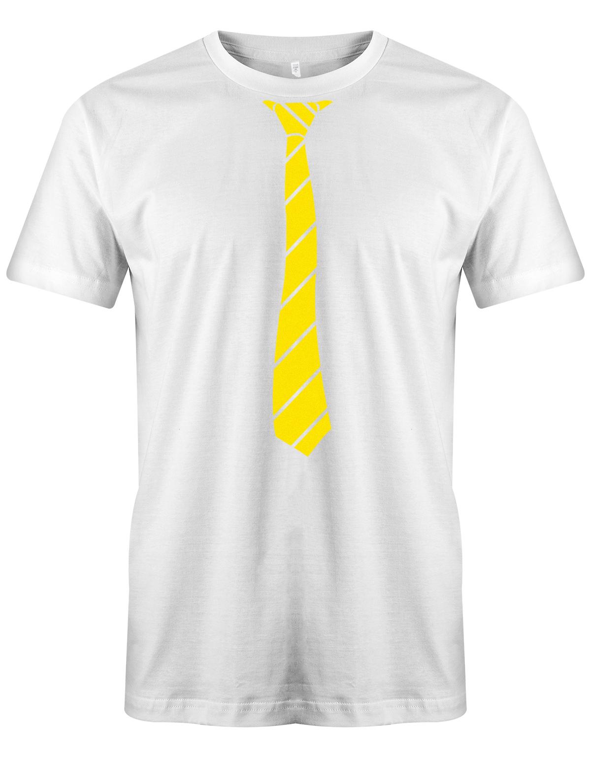 Krawatte-buisness-Herren-Shirt-JGA-Weiss-Gelb