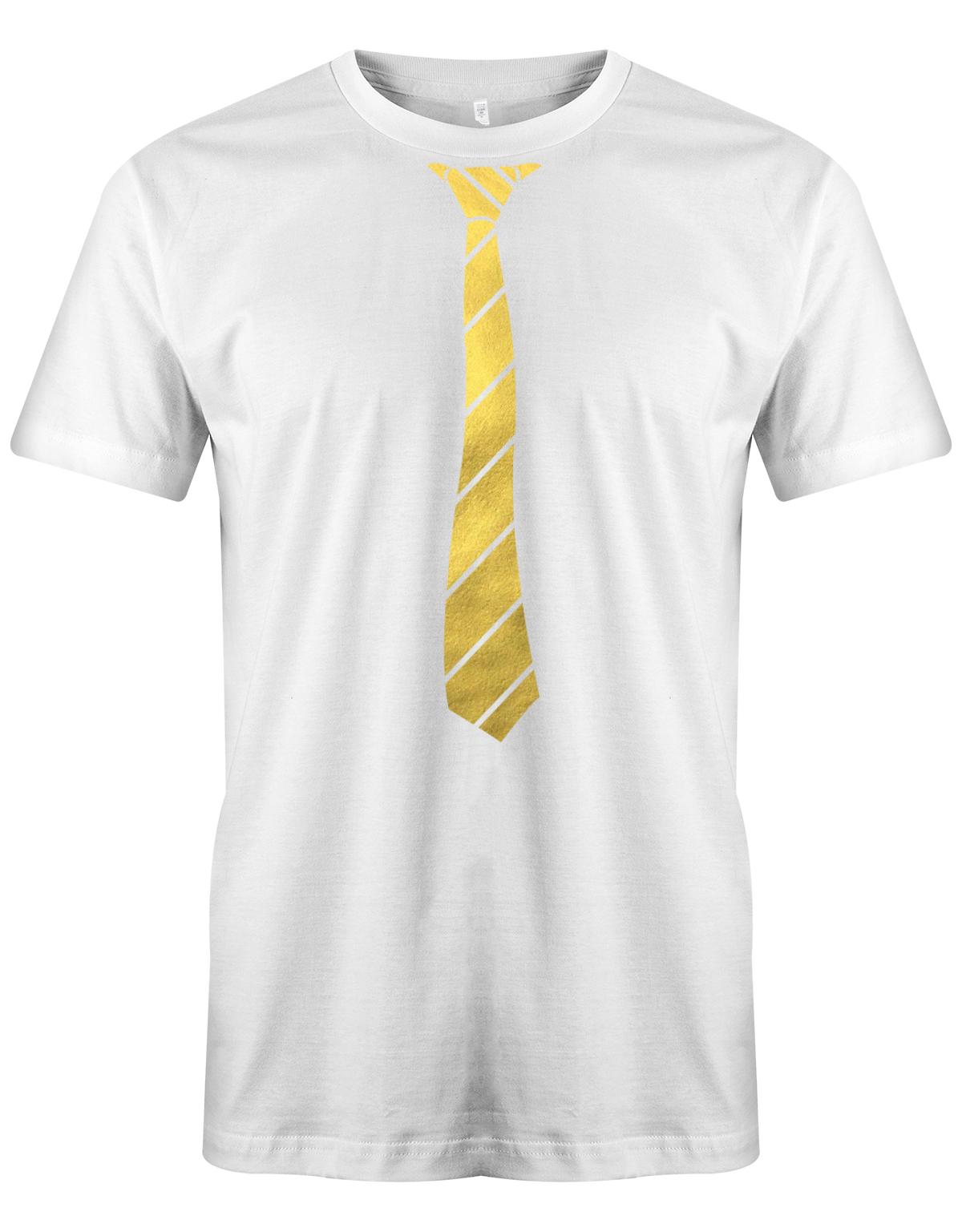 Krawatte-buisness-Herren-Shirt-JGA-Weiss-Gold