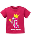Krone-1-Pink-Wunschname-Erster-Geburtstag-Baby-Shirt-Sorbet