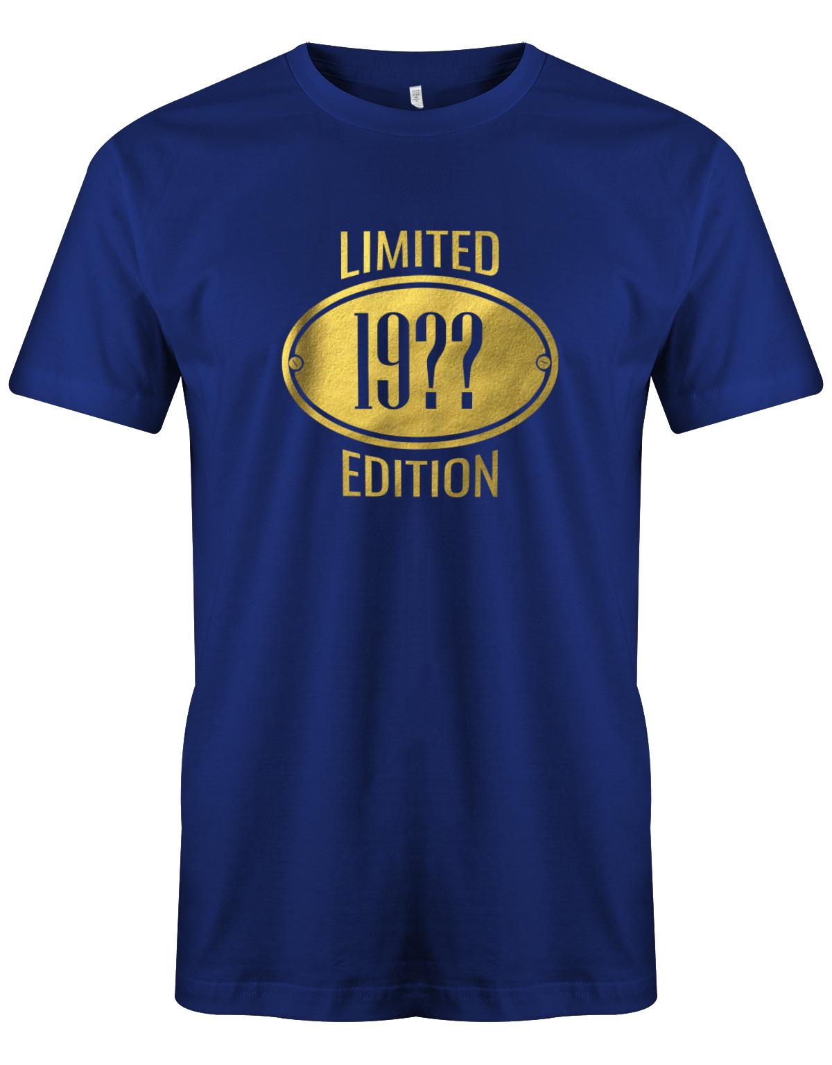 Limited-Edition-Gold-Schild-Herren-geburtstag-Shirt-Royalblau