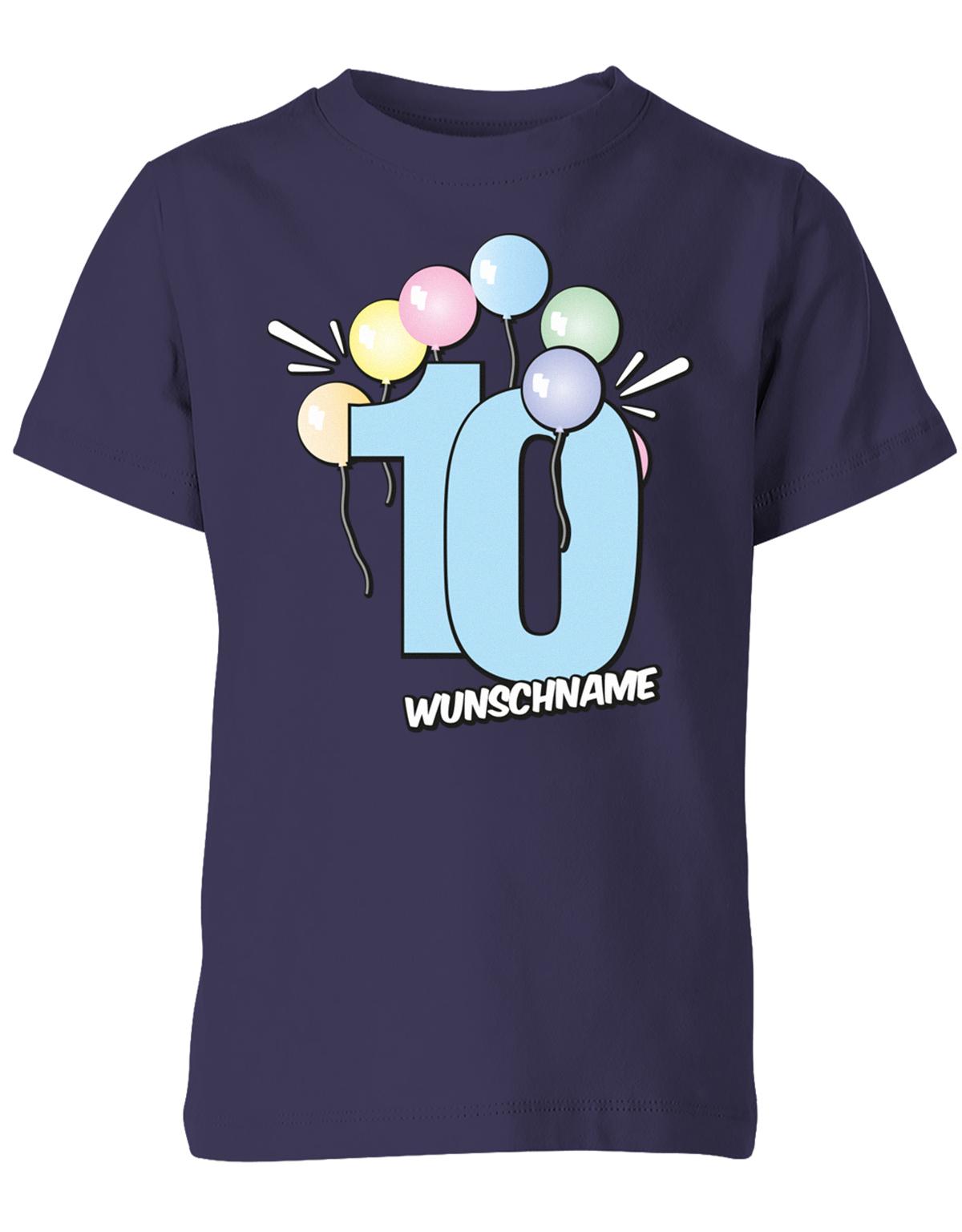 Luftballons-pastell-10-geburtstag-wunschname-kinder-shirt-navy