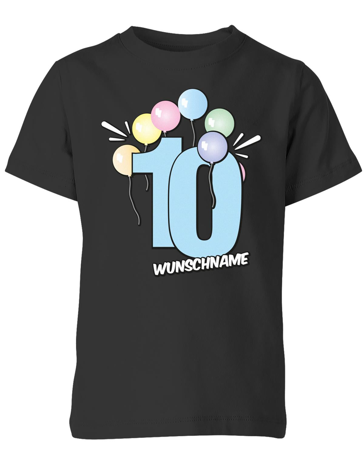 Luftballons-pastell-10-geburtstag-wunschname-kinder-shirt-schwarz