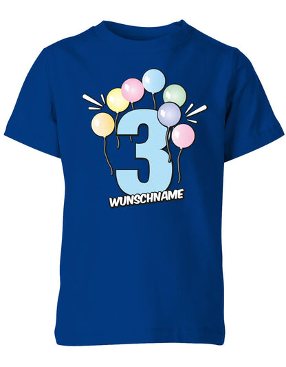 Luftballons-pastell-3-geburtstag-wunschname-kinder-shirt-royalblau