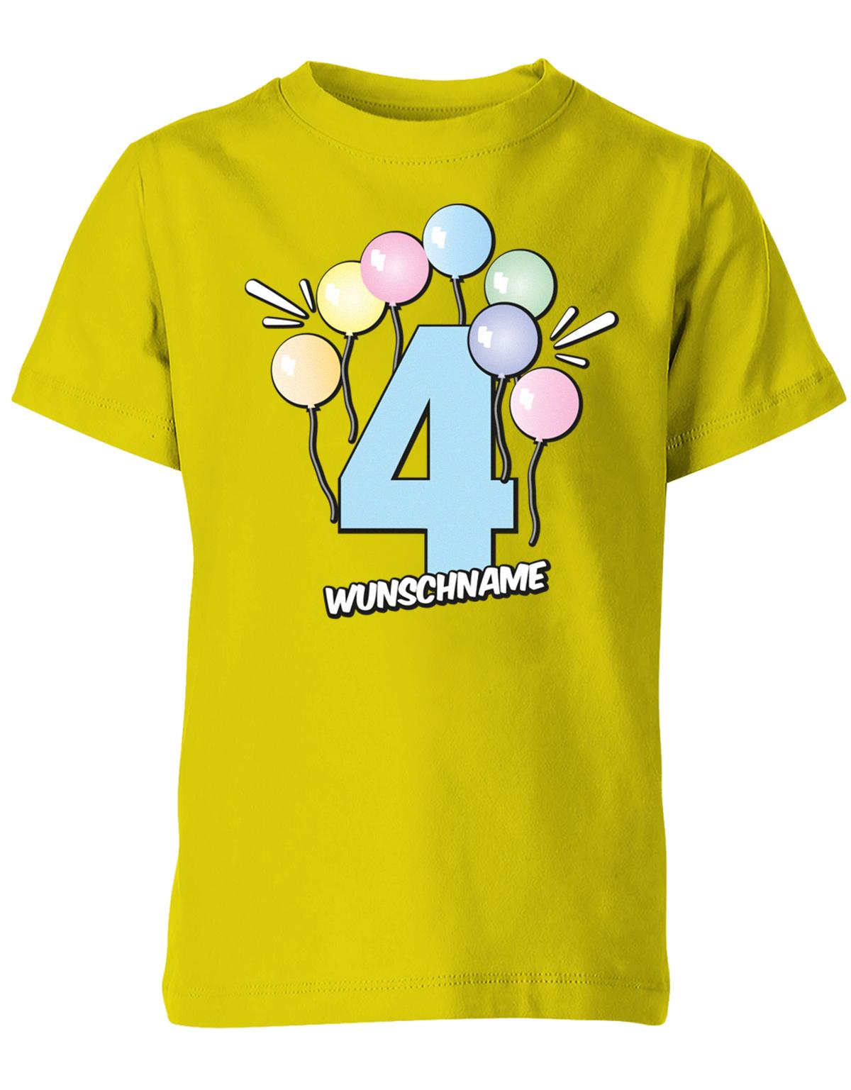 Luftballons-pastell-4-geburtstag-wunschname-kinder-shirt-gelb