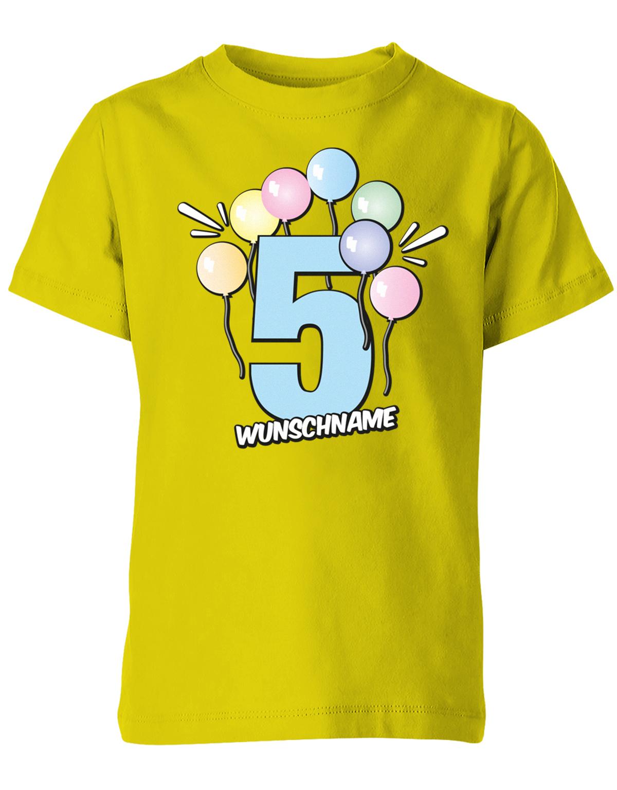 Luftballons-pastell-5-geburtstag-wunschname-kinder-shirt-gelb