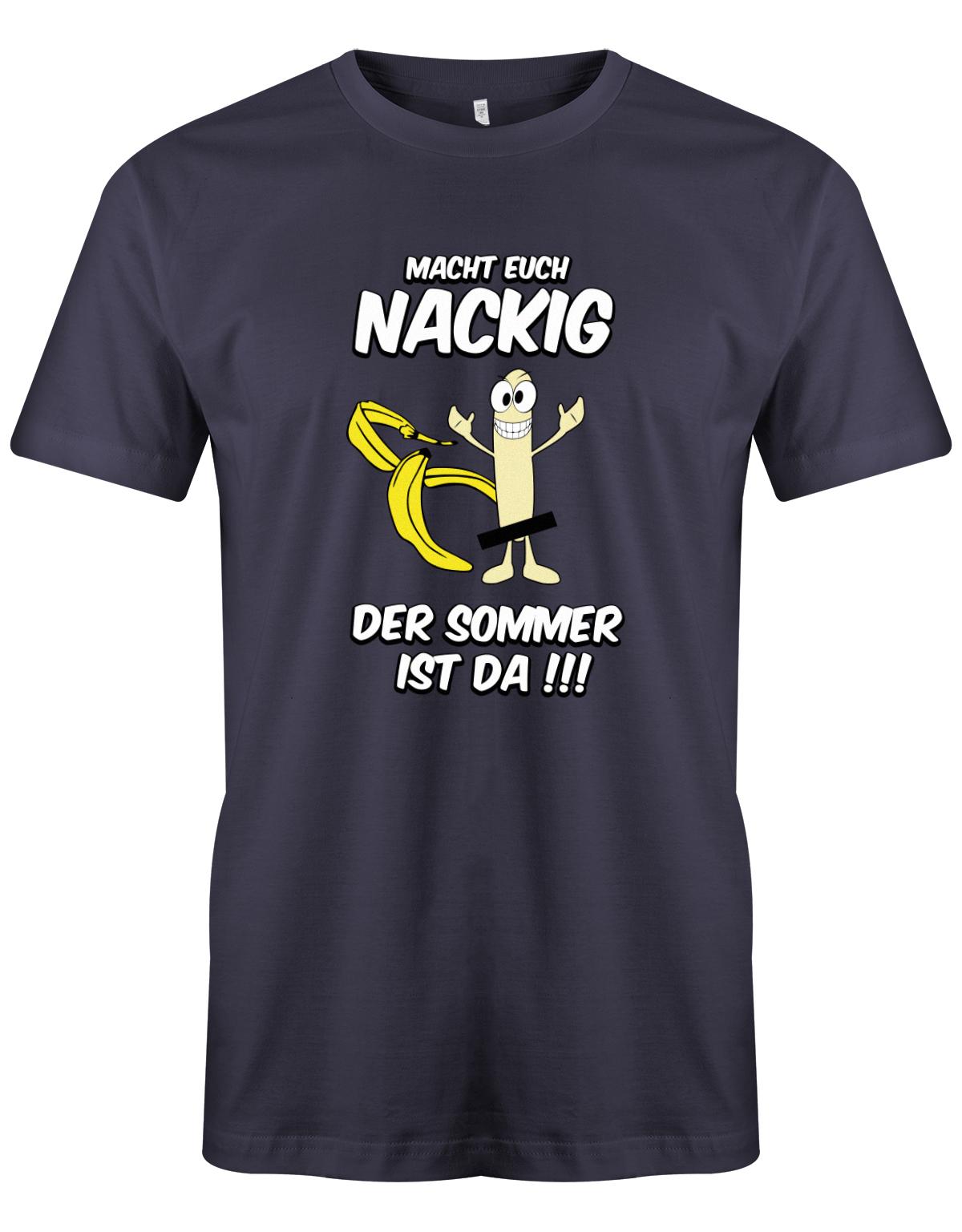 Macht-euch-nackig-dder-Sommer-ist-da-Herren-Shirt-navy
