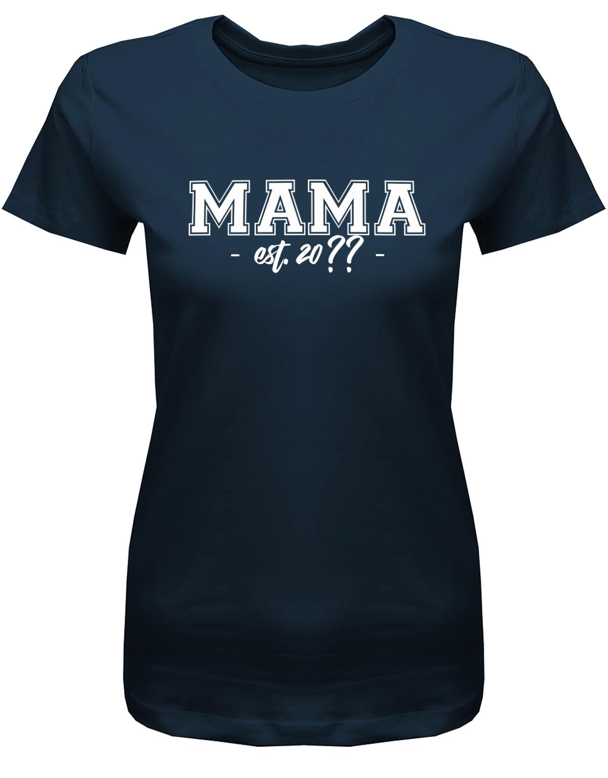 Mama-est-Wunschjahr-Damen-Shirt-Navy