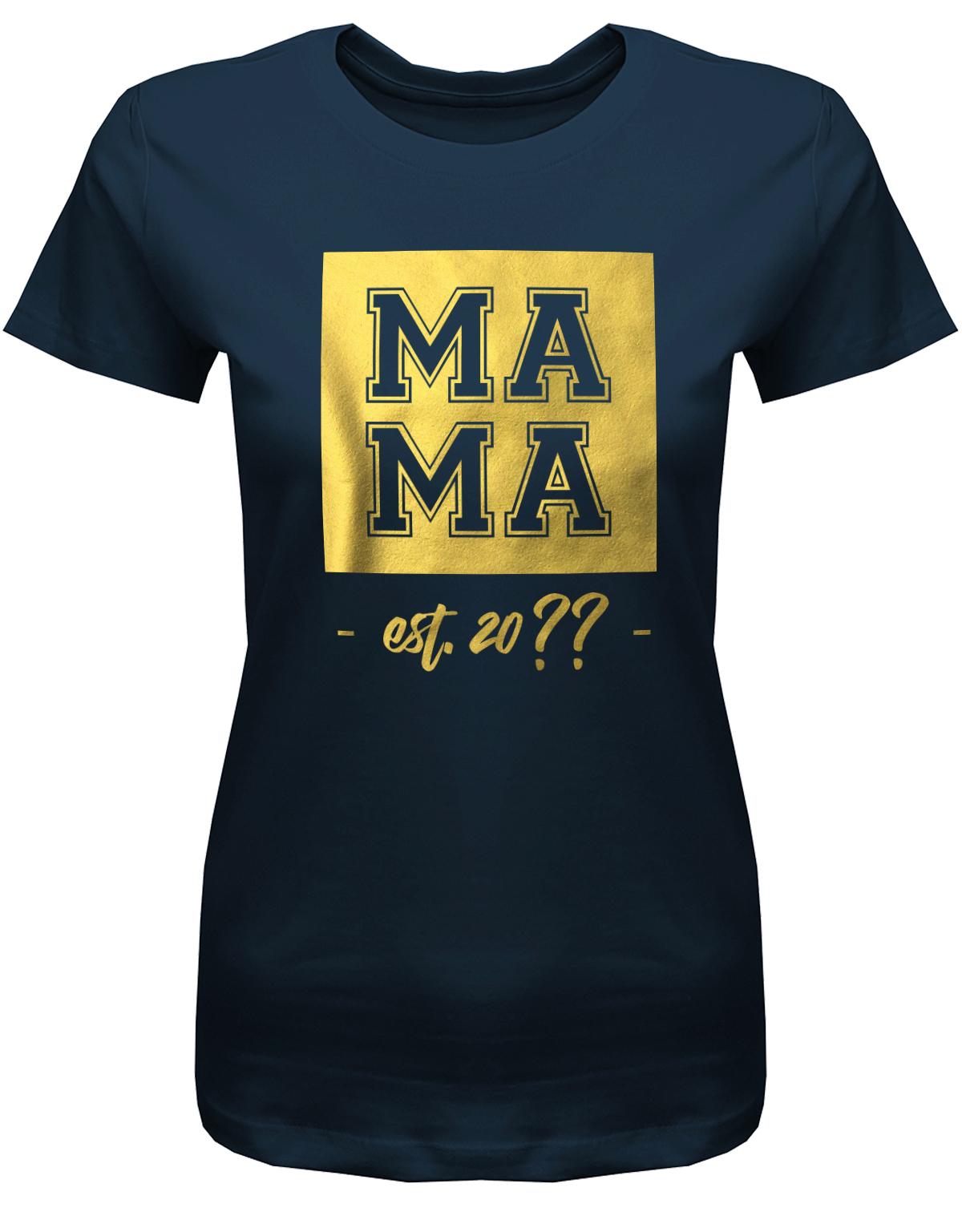 Mama-est-Wunschjahr-Gold-Damen-Shirt-Navy