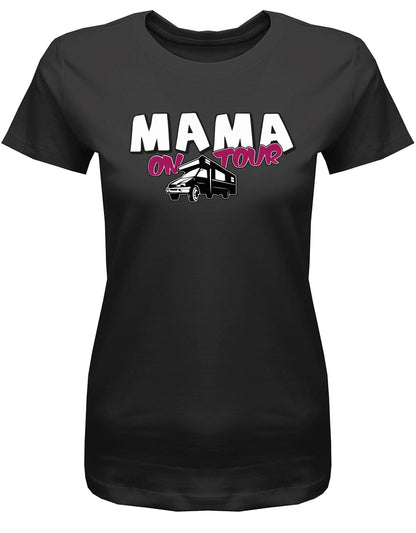 Mama-on-Tour-Camping-Damen-Shirt-schwarz