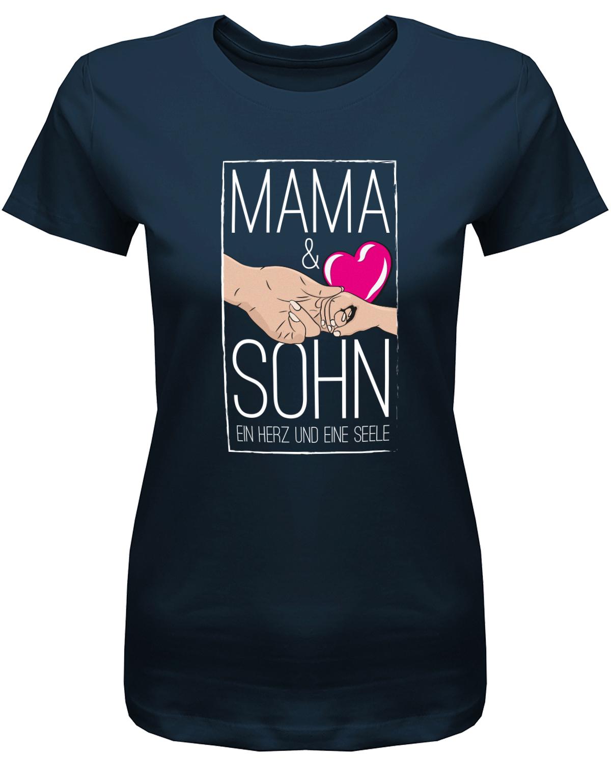 Mama-und-Sohn-ein-herz-und-eine-Seele-Damen-Shirt-Navy