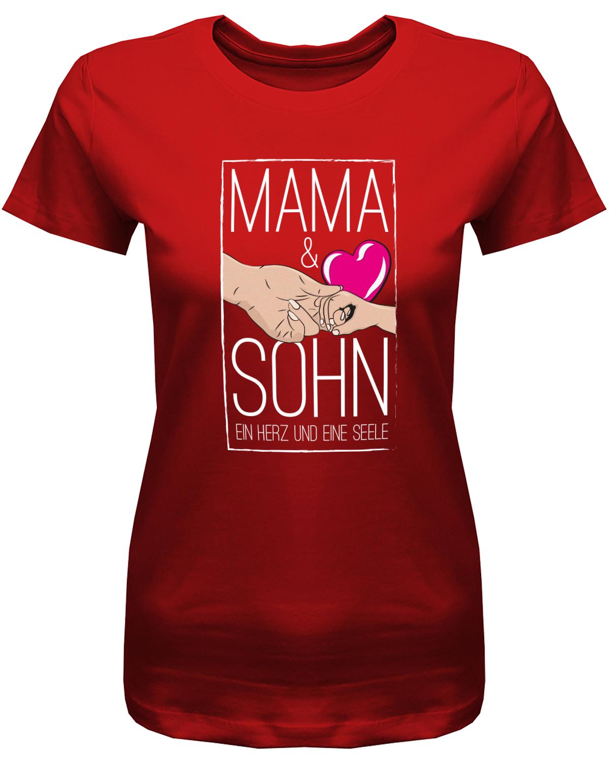 Mama-und-Sohn-ein-herz-und-eine-Seele-Damen-Shirt-Rot