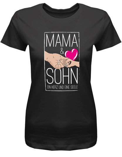 Mama-und-Sohn-ein-herz-und-eine-Seele-Damen-Shirt-SChwarz
