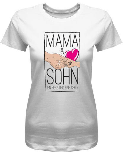 Mama-und-Sohn-ein-herz-und-eine-Seele-Damen-Shirt-weiss