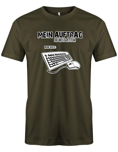 Mein-Auftrag-die-Welt-retten-meine-Waffe-PC-Herren-Shirt-Army