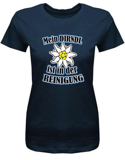 Mein-Dirndl-ist-in-der-Reinigung-Edelweiss-Damen-Shirt-Navy