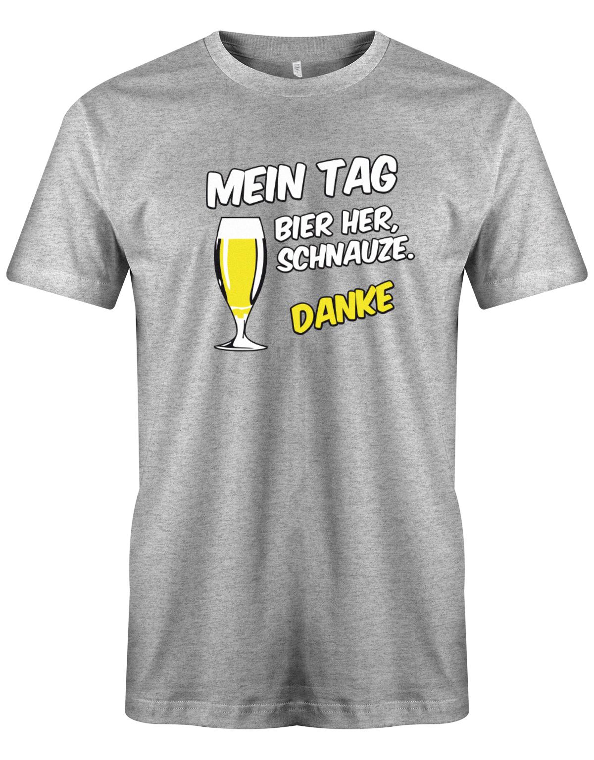Mein-Tag-Bier-Her-Schnauze-Danke-Vatertag-Herren-Shirt-Grau