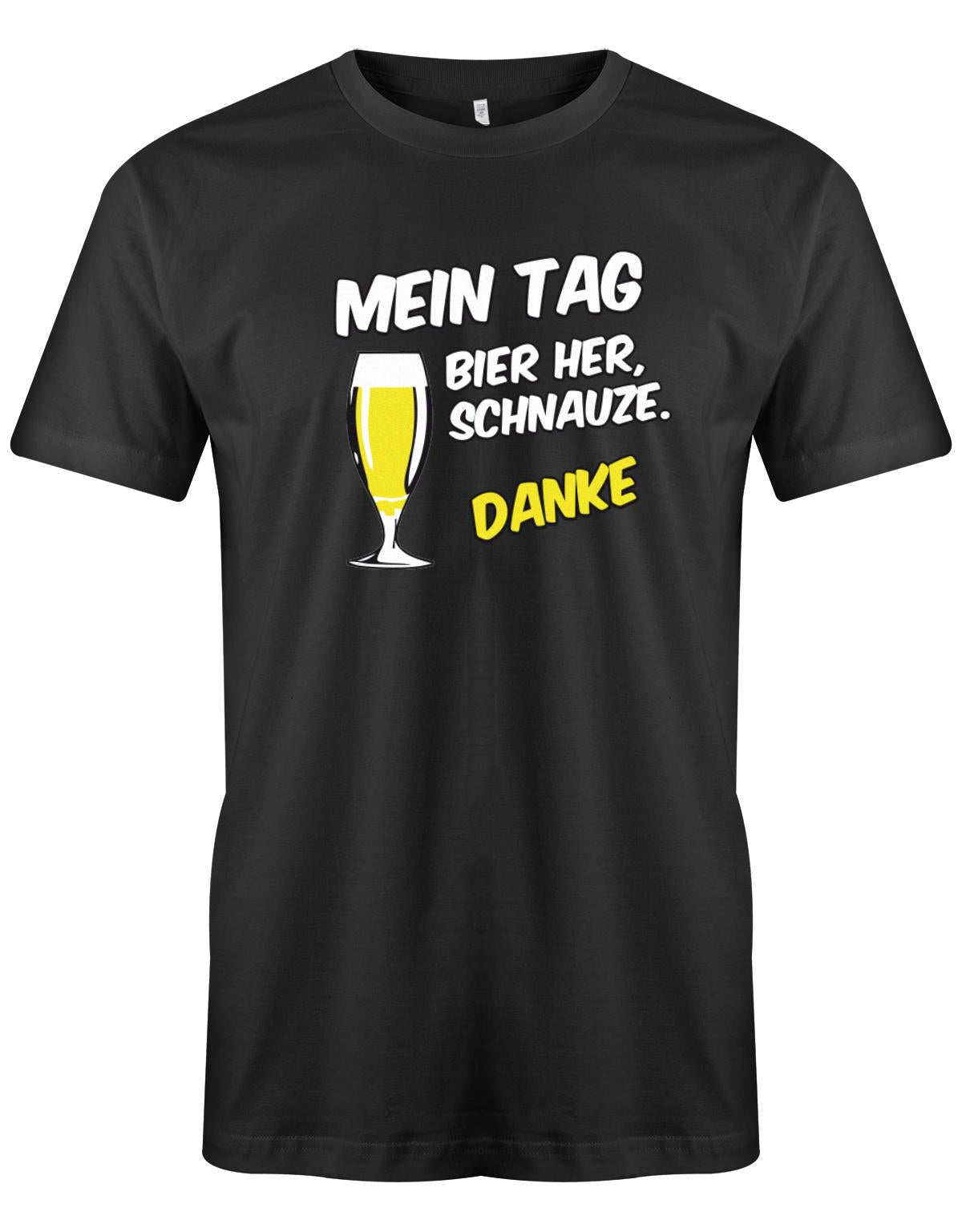 Mein-Tag-Bier-Her-Schnauze-Danke-Vatertag-Herren-Shirt-SChwarz