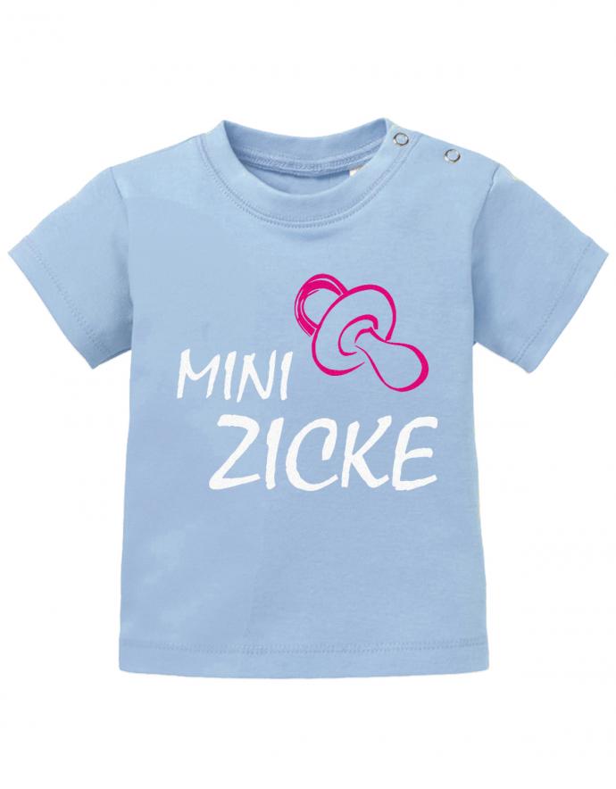 Lustiges Sprüche Baby Shirt Mini Zicke mit Schnuller  Hellblau