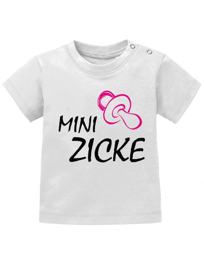 Lustiges Sprüche Baby Shirt Mini Zicke mit Schnuller  Weiss