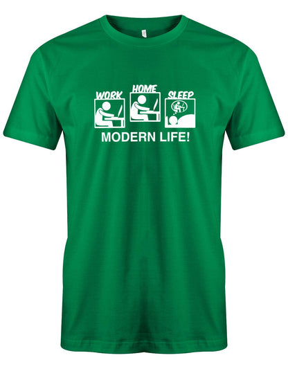 Modern-Life-Work-Home-Sleep-Herren-Gamer-Shirt-Gr-n